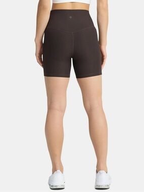 Avia Ribbed High-Waist Bike Shorts - Dark Brown size medium